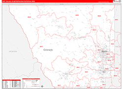 Fort Collins Metro Area Wall Map Red Line Style 2026
